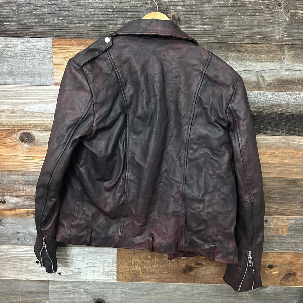 Threads Of Apollo Full Zip Women’s  Bomber Jacket Burgundy Sheep Leather Small - Picture 6 of 8
